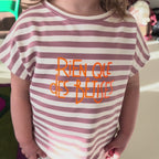 t-shirt rayé vieux rose
