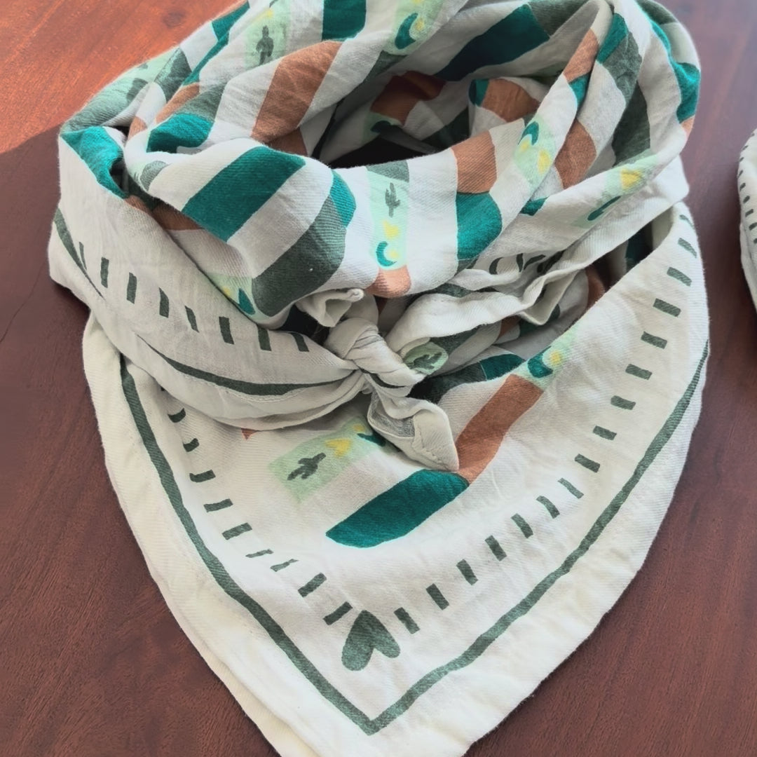 Foulard rayé vert