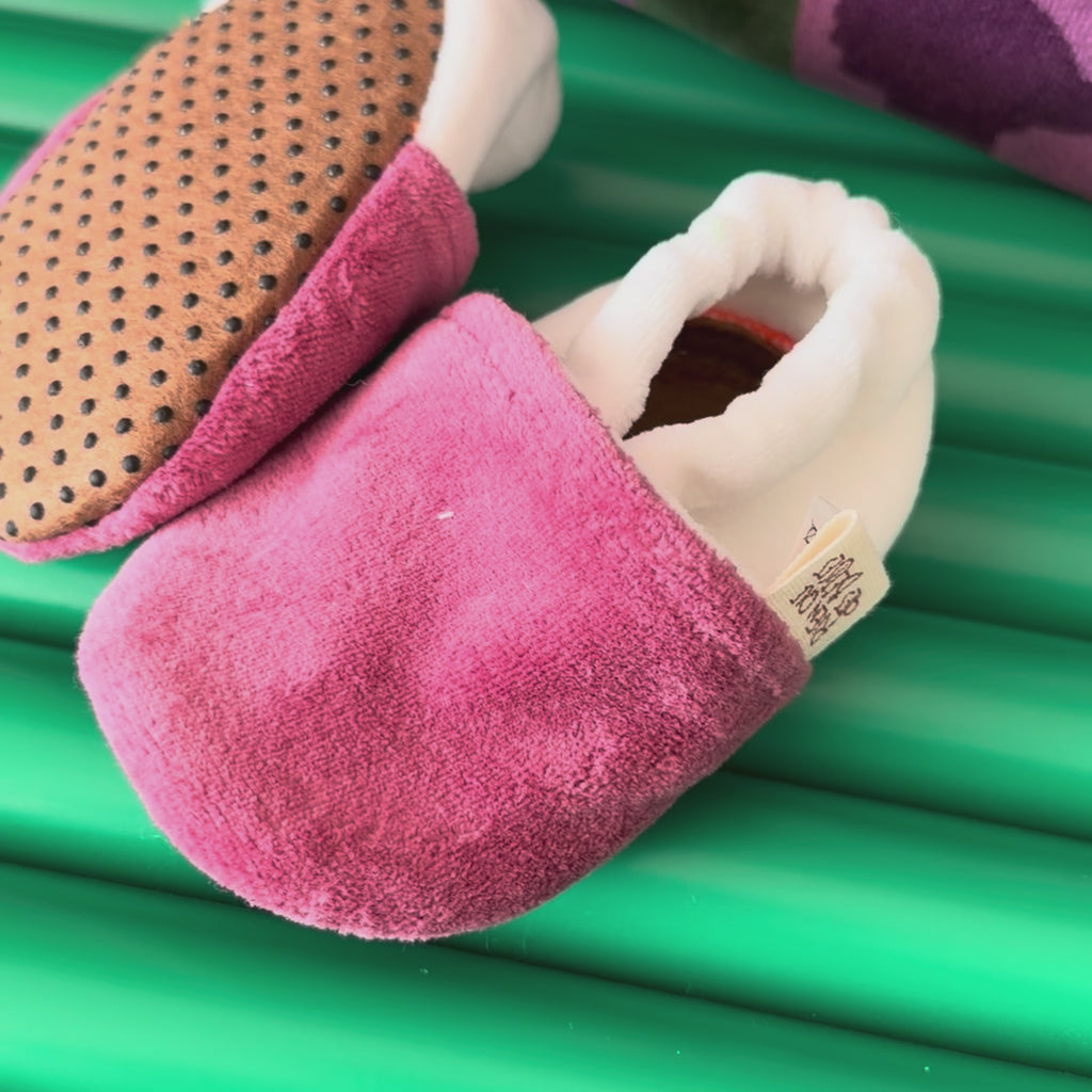 Chaussons éponge vieux rose