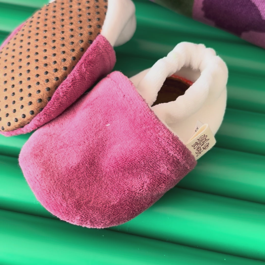 Chaussons éponge vieux rose