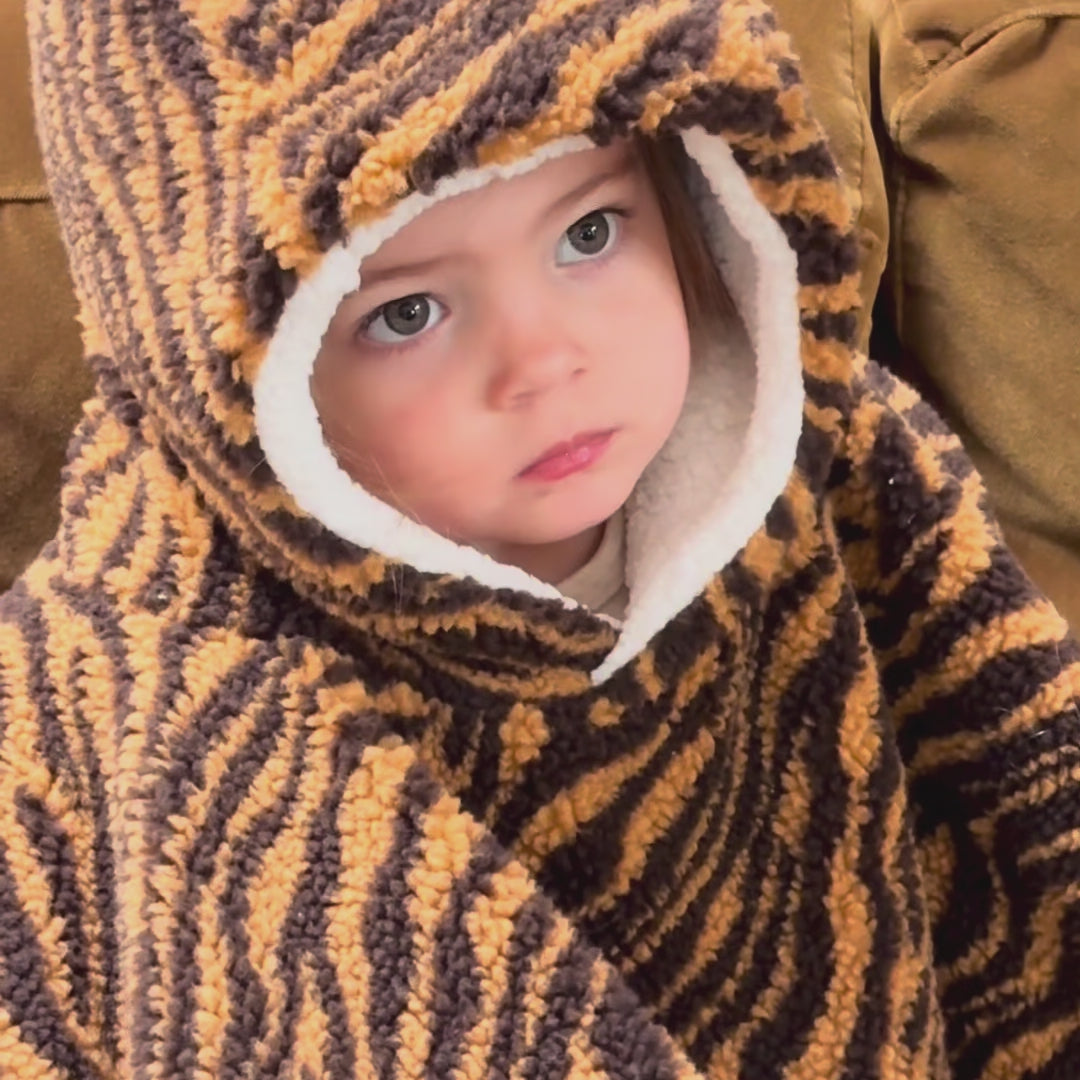 Poncho bébé teddy tigre