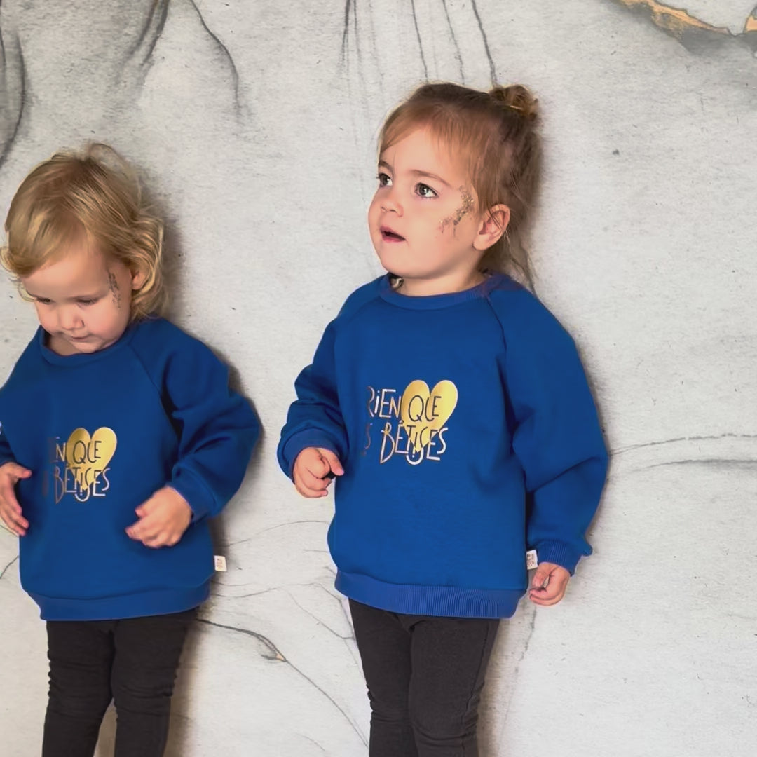 Sweat-shirt bébé love blue