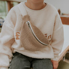 Sac banane velours taupe