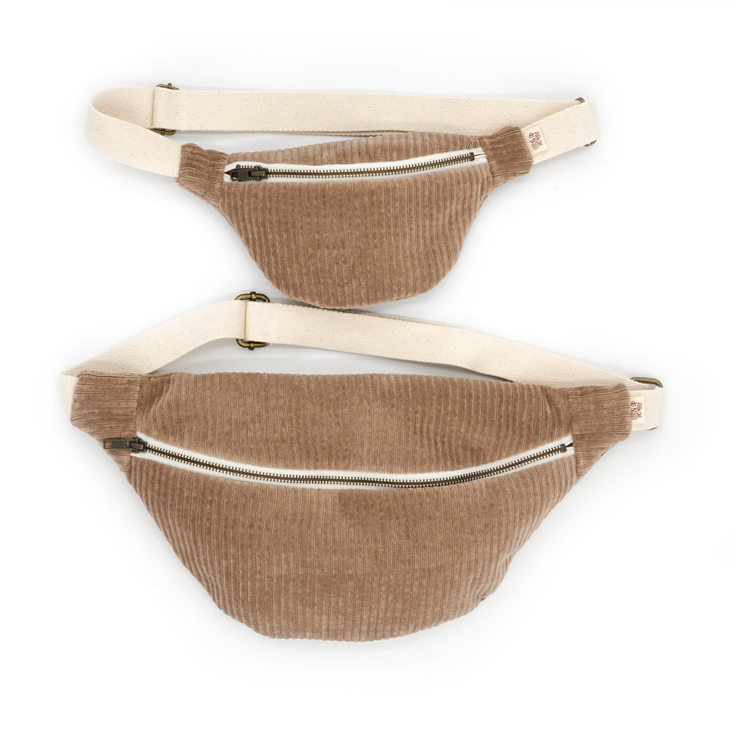Sac banane velours taupe