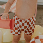 Short de bain damier camel rien que des bêtises
