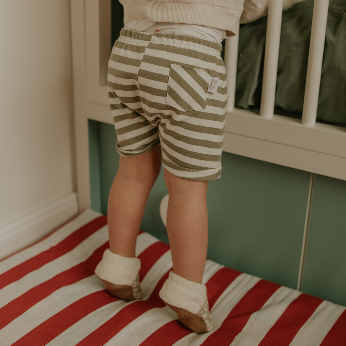 Short rayé kaki