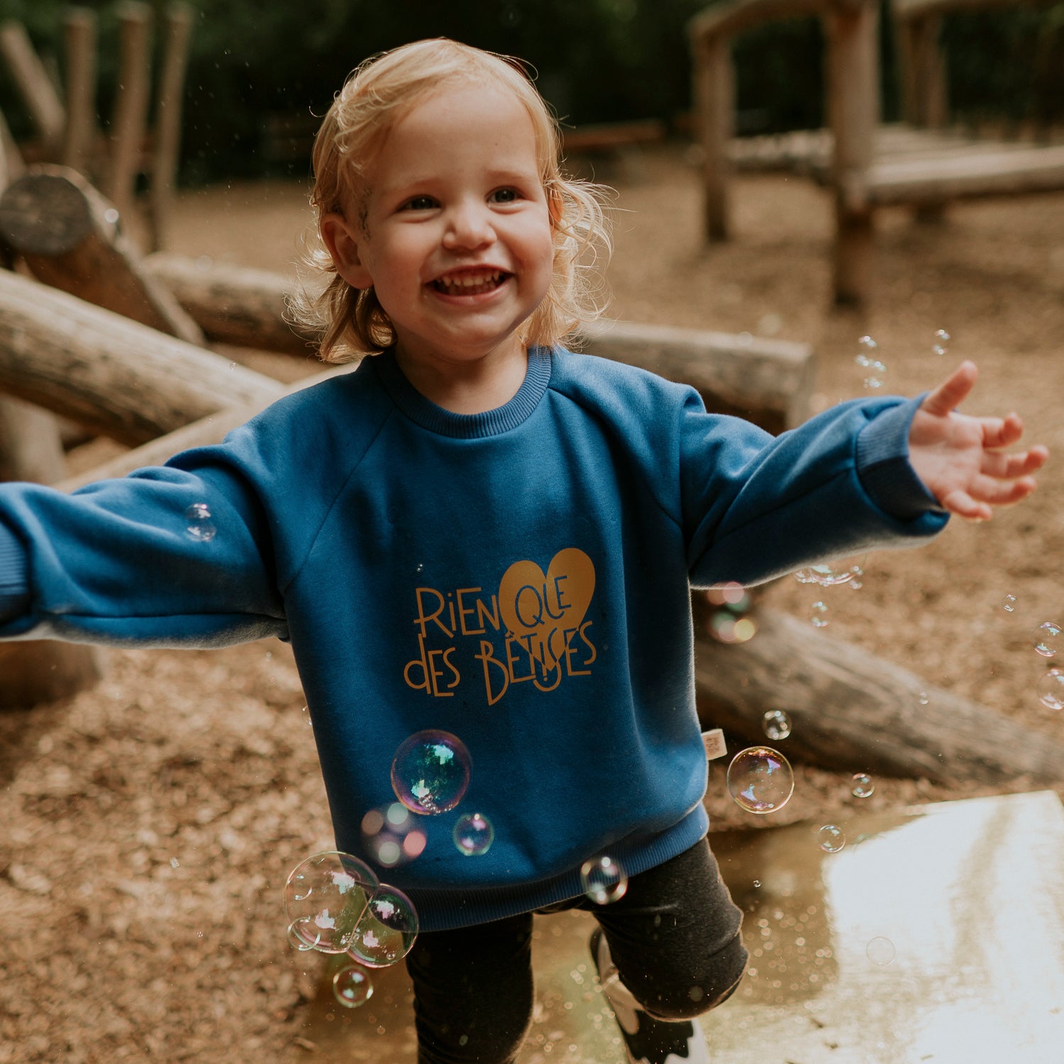 Sweat-shirt bébé love blue