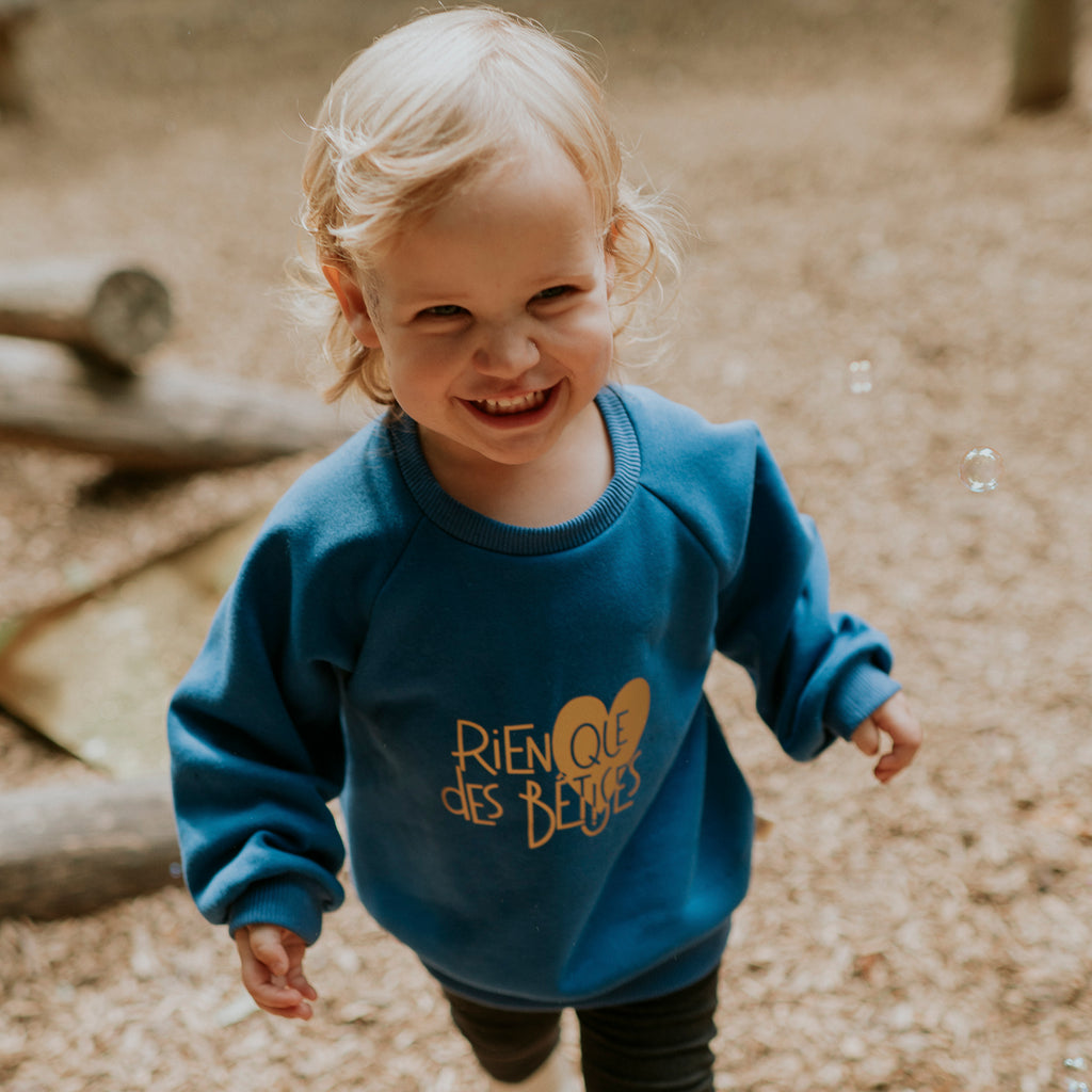 Sweat-shirt bébé love blue