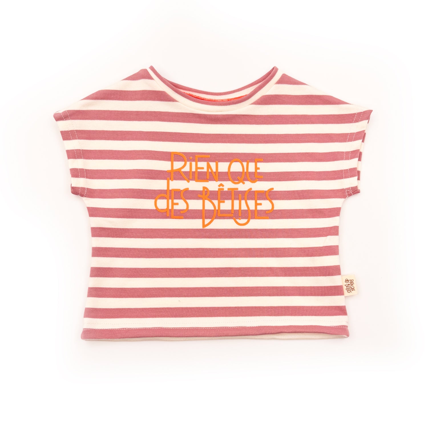 t-shirt rayé vieux rose